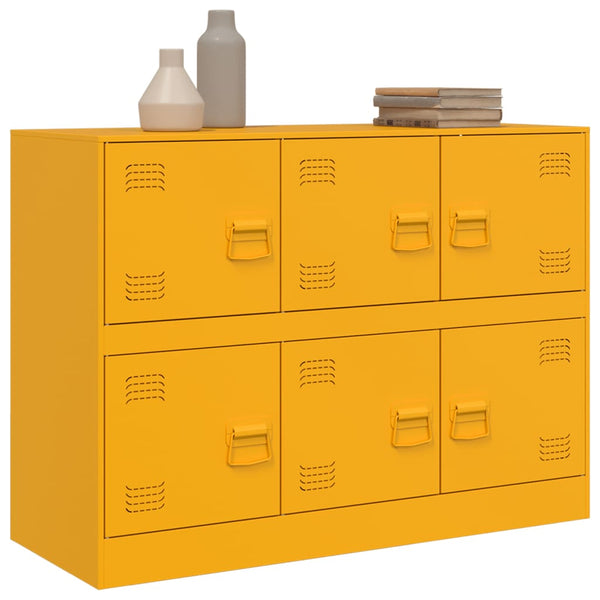 Senfgelbes Sideboard aus Stahl, 99 cm