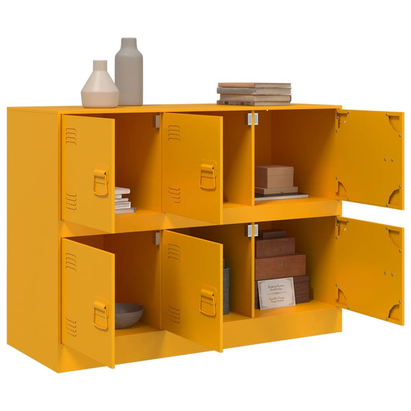 Senfgelbes Sideboard aus Stahl, 99 cm
