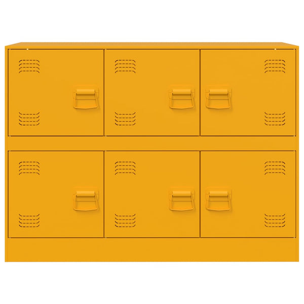 Senfgelbes Sideboard aus Stahl, 99 cm