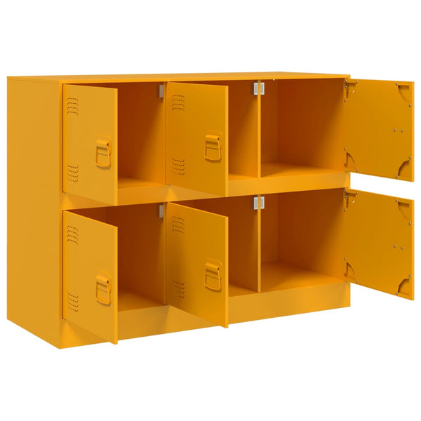 Senfgelbes Sideboard aus Stahl, 99 cm