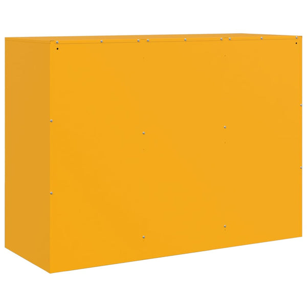 Senfgelbes Sideboard aus Stahl, 99 cm