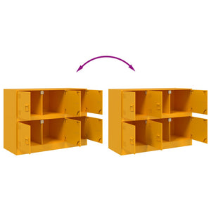 Senfgelbes Sideboard aus Stahl, 99 cm
