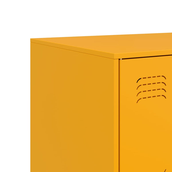 Senfgelbes Sideboard aus Stahl, 99 cm