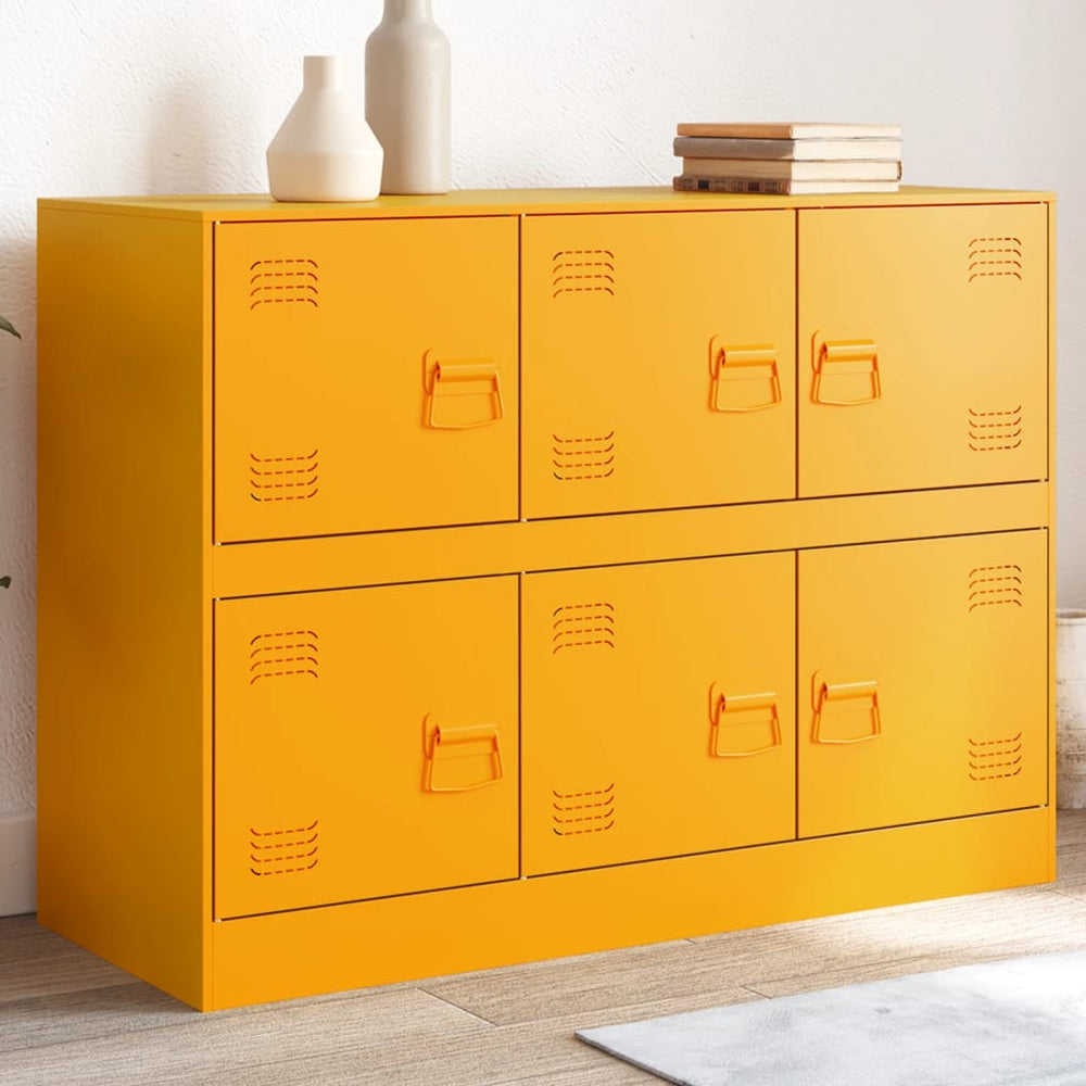 Senfgelbes Sideboard aus Stahl, 99 cm
