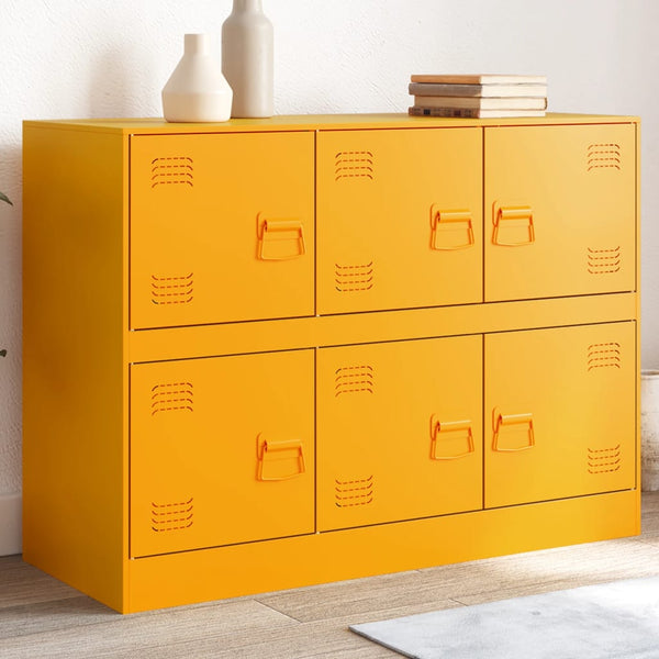 Senfgelbes Sideboard aus Stahl, 99 cm