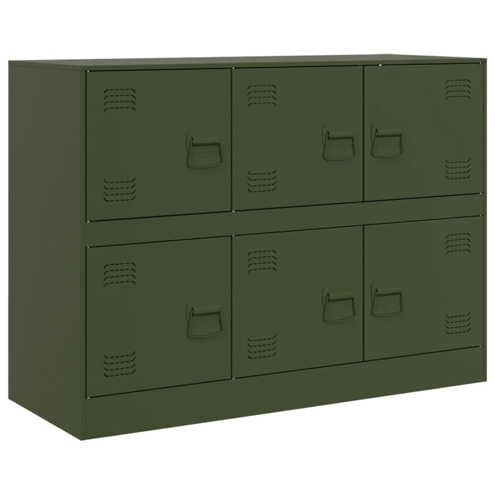 Olivgrünes Stahl-Sideboard 99x39x73 cm