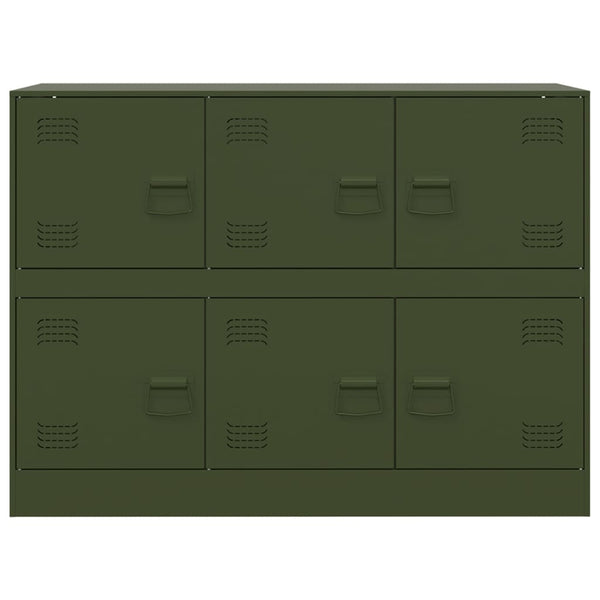 Olivgrünes Stahl-Sideboard 99x39x73 cm
