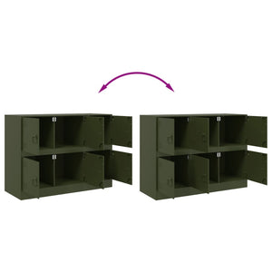 Olivgrünes Stahl-Sideboard 99x39x73 cm