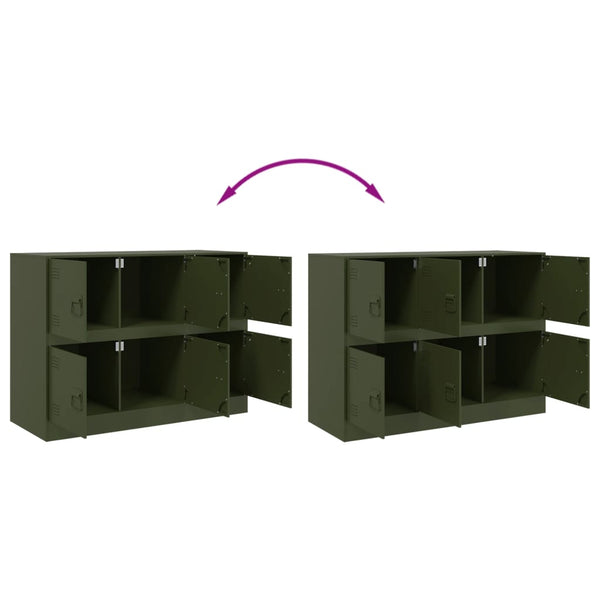 Olivgrünes Stahl-Sideboard 99x39x73 cm