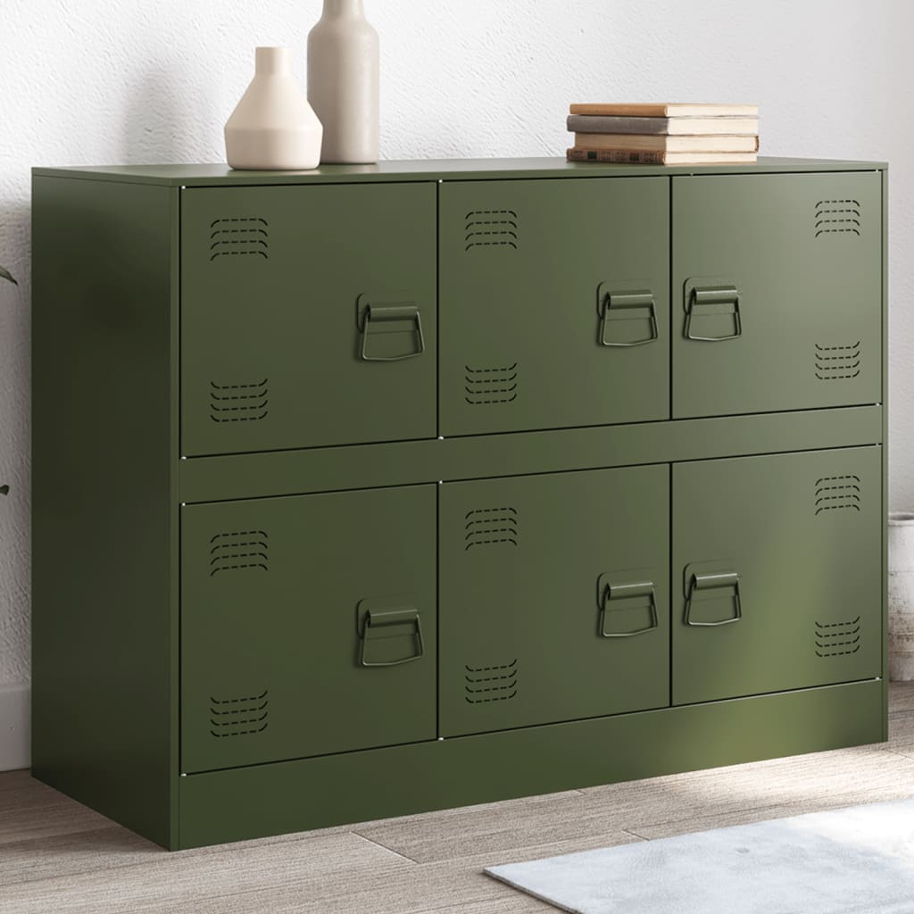 Olivgrünes Stahl-Sideboard 99x39x73 cm