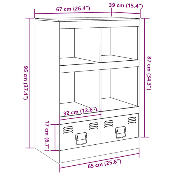 Highboard Olivgrün 67x39x95 cm Stahl
