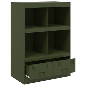 Highboard Olivgrün 67x39x95 cm Stahl
