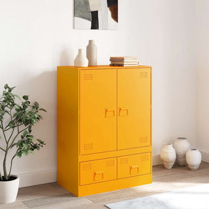 Highboard Senfgelb 67x39x95 cm Stahl