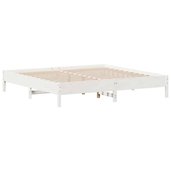Massivholzbett ohne Matratze Weiß 200x200 cm Kiefernholz