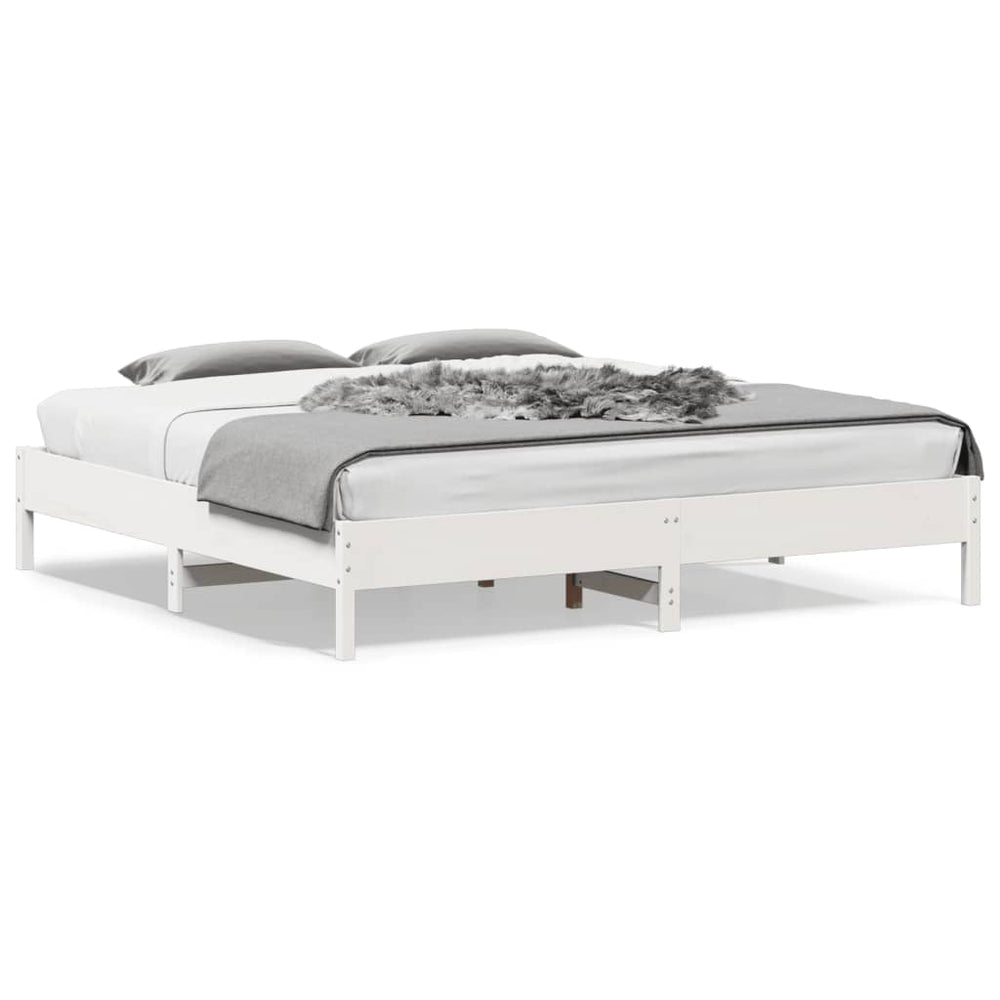 vidaXL Lit en bois massif sans matelas Blanc 200x200 cm Bois de pin