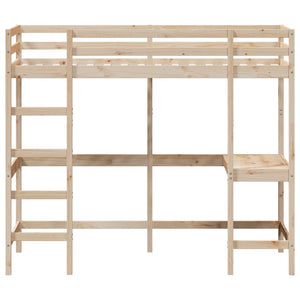 Hochbett mit Schreibtisch 100x200 cm Kiefer Massivholz