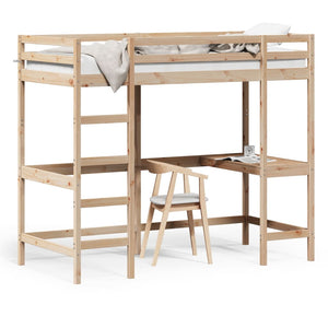 Hochbett mit Schreibtisch 90x200 cm Kiefer