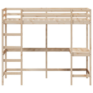 Hochbett mit Schreibtisch 90x200 cm Kiefer