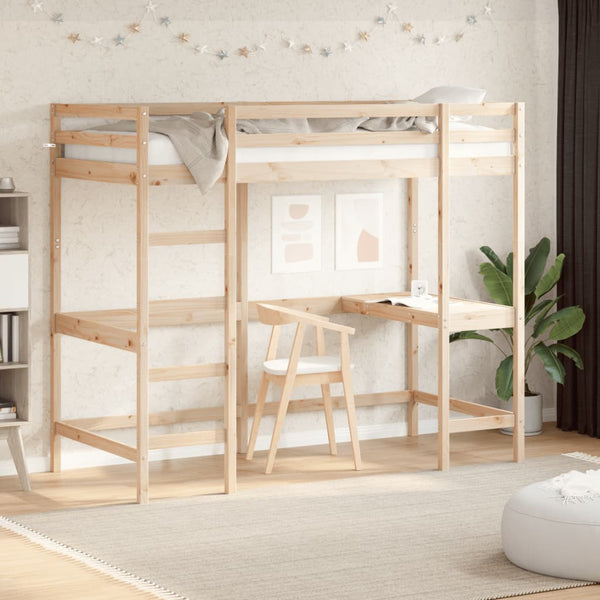 Hochbett mit Schreibtisch 90x200 cm Kiefer