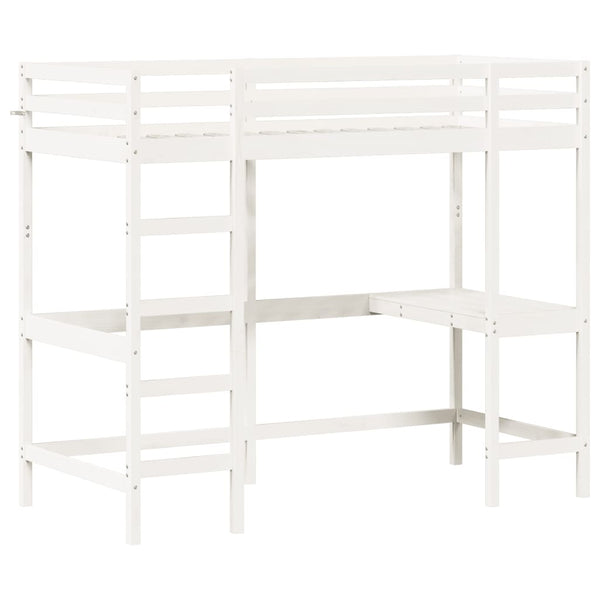 Hochbett mit Schreibtisch Weiß 90x200 cm