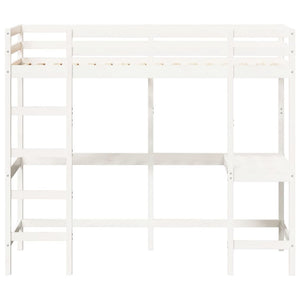 Hochbett mit Schreibtisch Weiß 90x200 cm