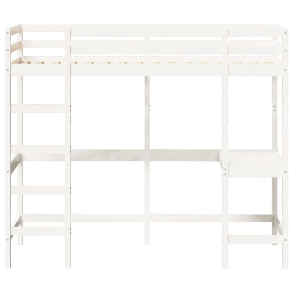 Hochbett mit Schreibtisch Weiß 90x200 cm