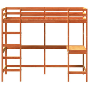 Hochbett mit Schreibtisch 90x200 cm Kiefer Massivholz