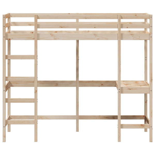Hochbett mit Schreibtisch 80x200 cm Kiefer