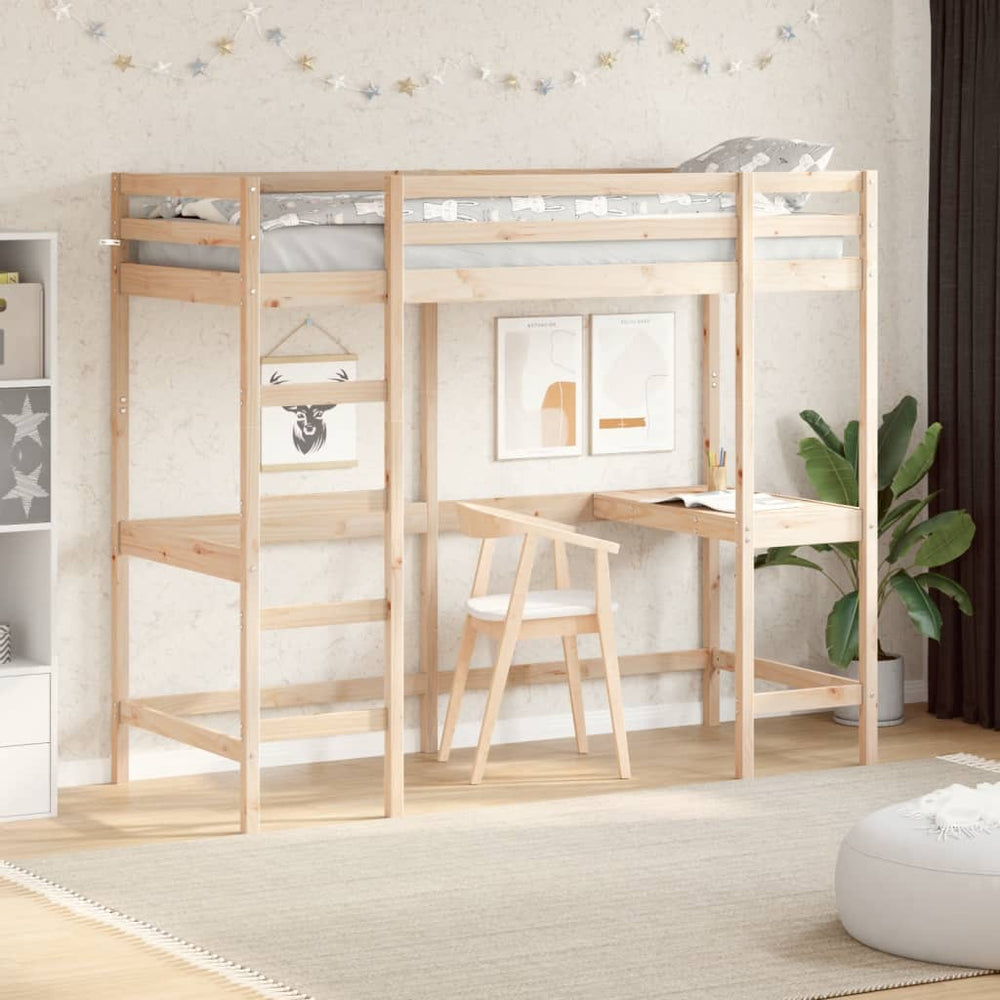 Hochbett mit Schreibtisch 80x200 cm Kiefer