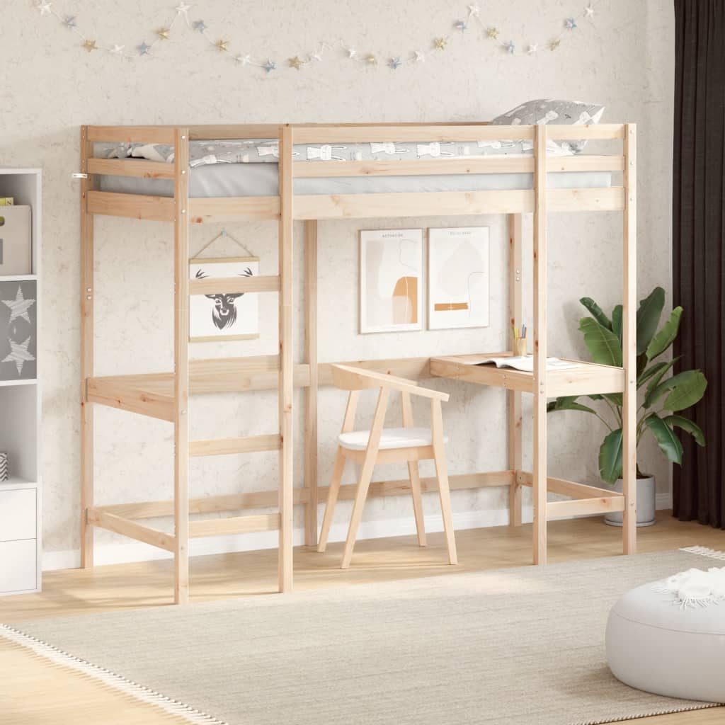 Hochbett mit Schreibtisch 80x200 cm Kiefer
