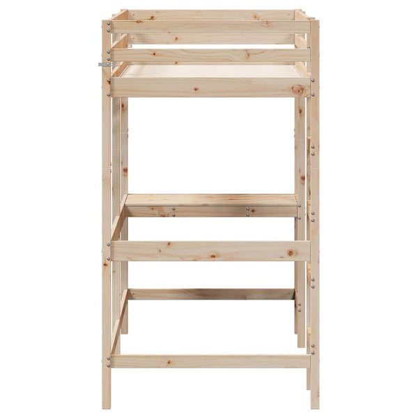 Hochbett mit Schreibtisch 90x190 cm Kiefer Massivholz