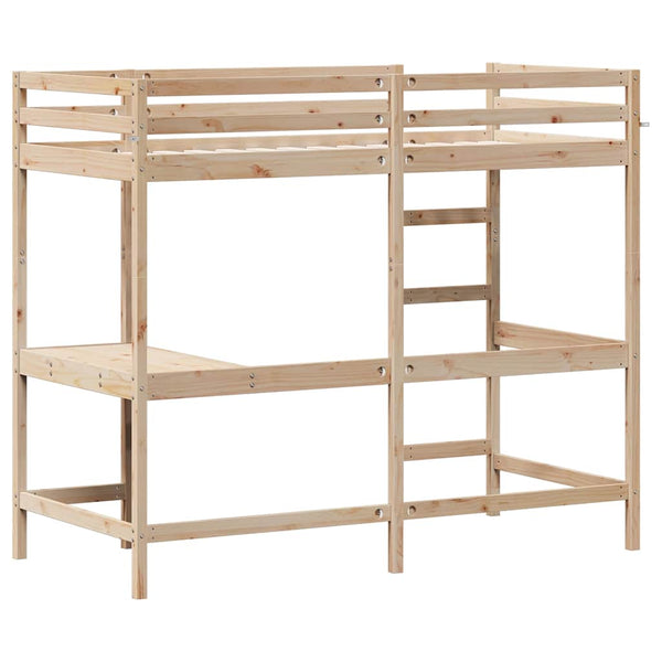 Hochbett mit Schreibtisch 90x190 cm Kiefer Massivholz