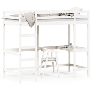 Hochbett mit Schreibtisch Weiß 90x190 cm Kiefer