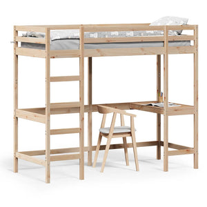 vidaXL Lit mezzanine avec bureau 75x190 cm Pin massif