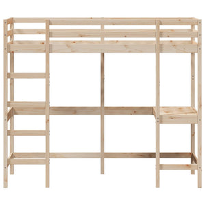 vidaXL Lit mezzanine avec bureau 75x190 cm Pin massif