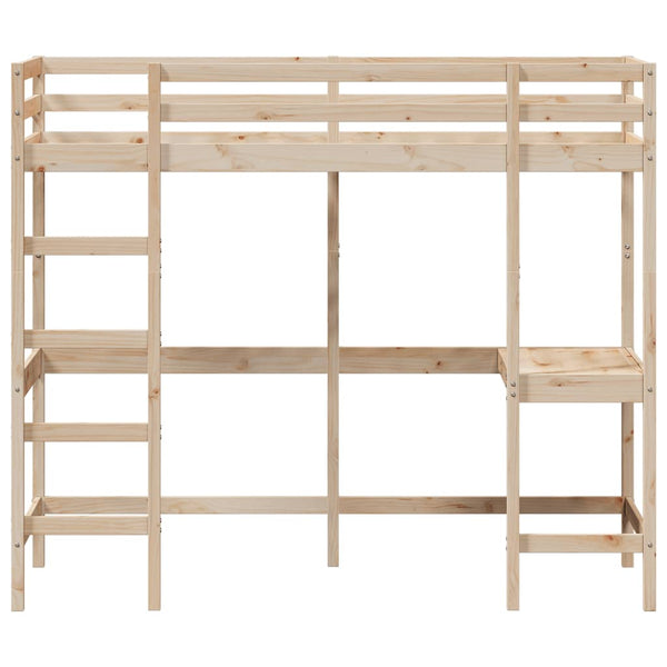 vidaXL Lit mezzanine avec bureau 75x190 cm Pin massif