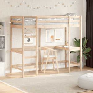 vidaXL Lit mezzanine avec bureau 75x190 cm Pin massif