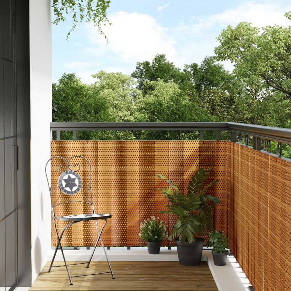 Balkon-Sichtschutz Hellbraun 500x90 cm Poly Rattan