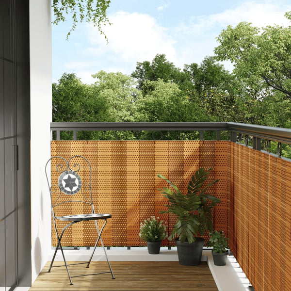 Balkon-Sichtschutz Hellbraun 600x90 cm Poly Rattan