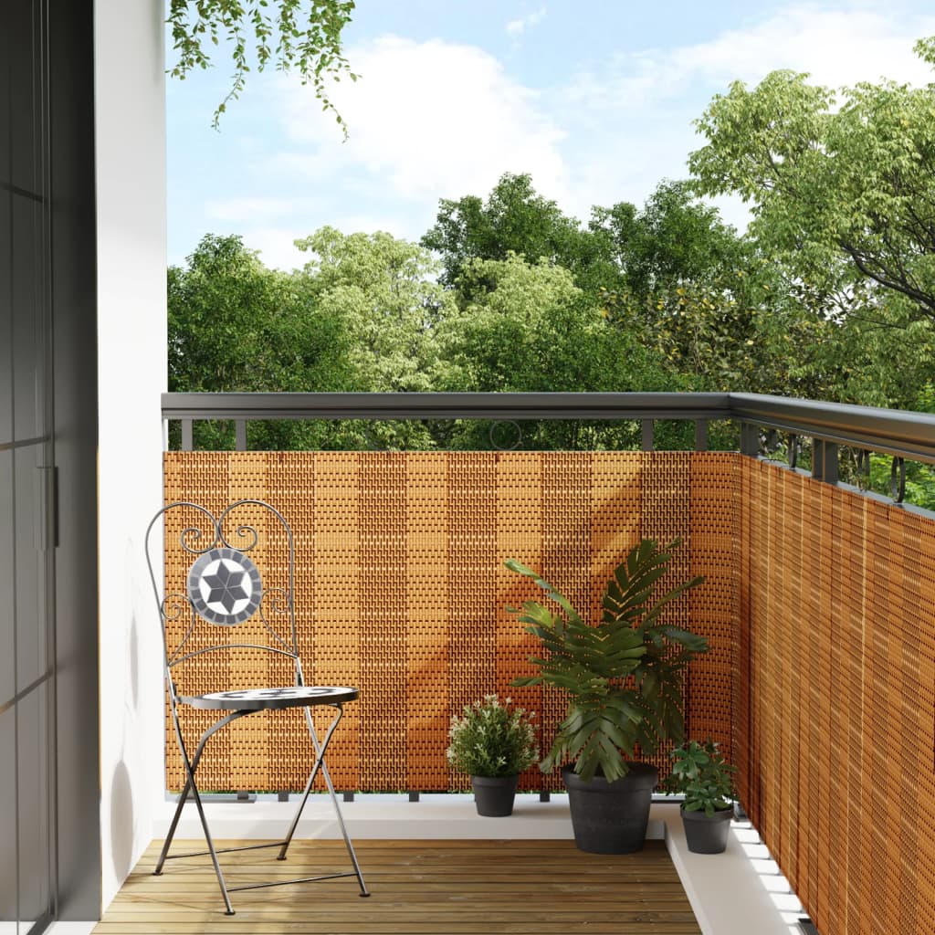 Balkon-Sichtschutz Hellbraun 1000x100 cm Poly Rattan