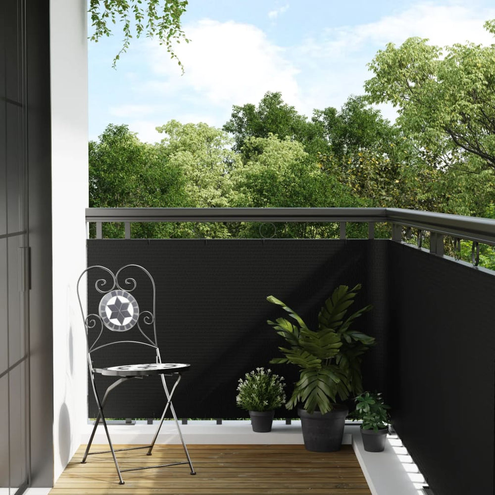 Balkon-Sichtschutz Schwarz 1000x100 cm Poly Rattan