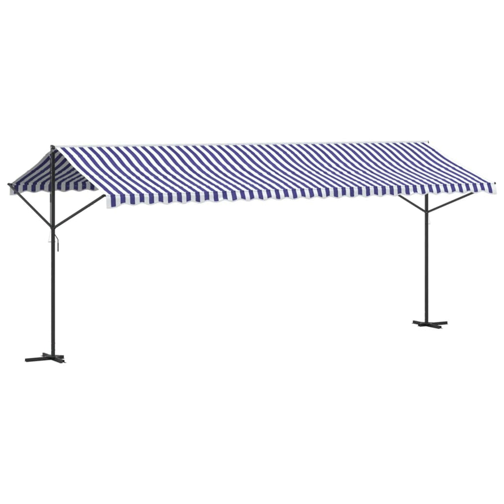 Freistehende Markise, Blau-Weiß, 600x300 cm