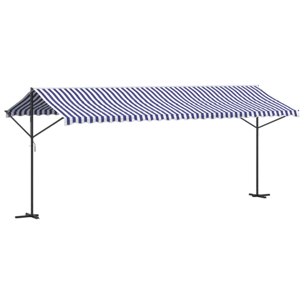 Freistehende Markise, Blau-Weiß, 600x300 cm