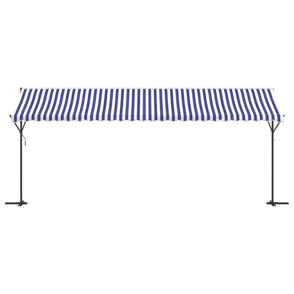 Freistehende Markise, Blau-Weiß, 600x300 cm