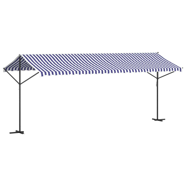 Freistehende Markise, Blau-Weiß, 600x300 cm