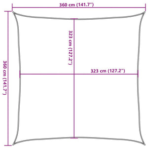Hellgraues Sonnensegel 3,6x3,6m