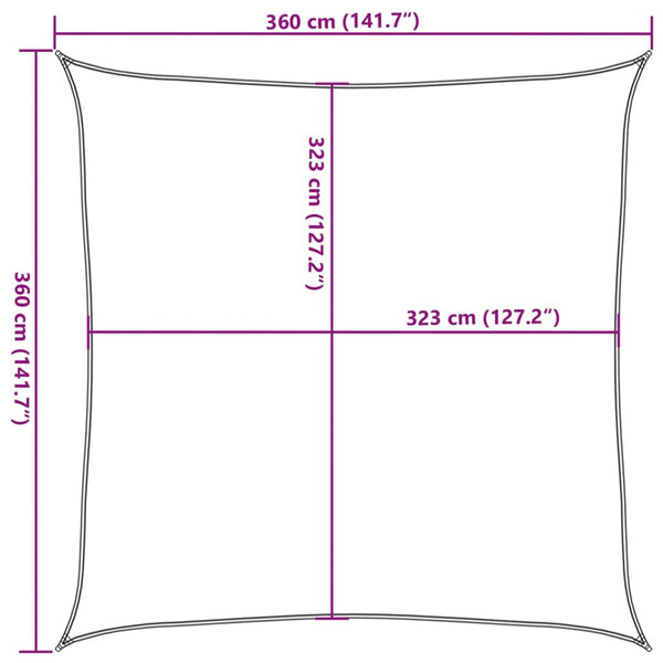 Hellgraues Sonnensegel 3,6x3,6m