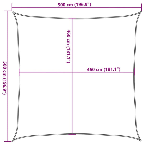 Hellgraues Sonnensegel 5x5 m