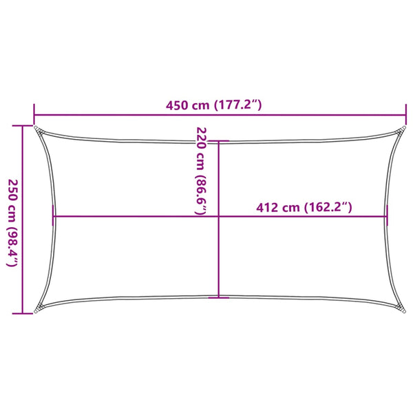 vidaXL Voile d'ombrage Gris clair 4,5x2,5 m 100% polyester Oxford