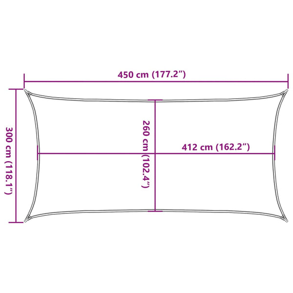 Sonnensegel Hellgrau 4,5x3 m